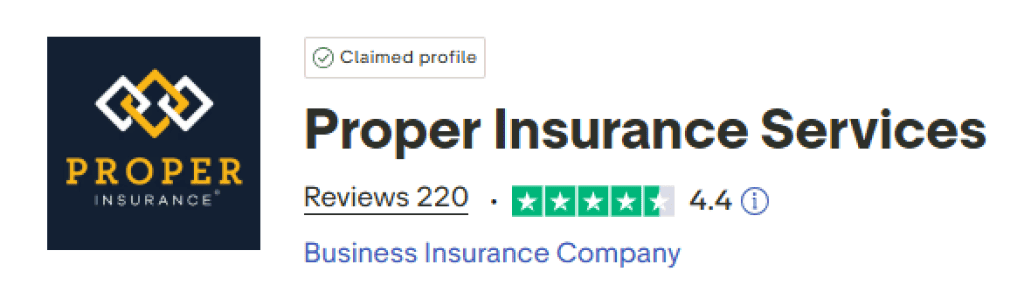 Proper Insurance Trustpilot rating 4.4 out of 5 stars 220 reviews