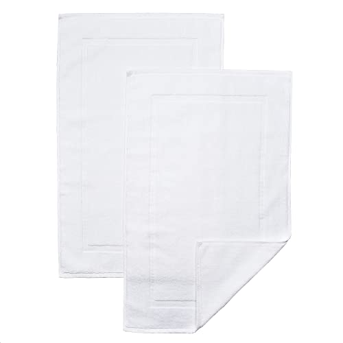 100% Cotton Bathroom Mats - Soft and Extra Absorbent Non Slip Bath Rugs - Machine Washable Bathroom Rugs - Essential Bathroom Accessories - 20" x 30" (White) - Set of 2 Bath Mats for Bathroom
