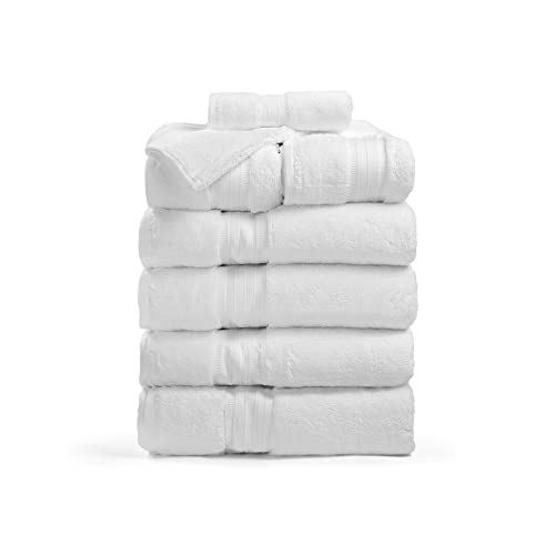 900 GSM 100% Egyptian Cotton 8-Piece Towel Set - Premium Hotel Quality Towel Sets - Heavy Weight & Absorbent - 4 Bath Towels 30" x 55", 2 Hand Towels 20" x 30", 2 Washcloths 13" x 13" White