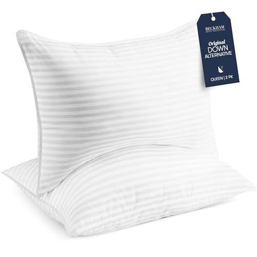 Beckham Hotel Collection Bed Pillows for Sleeping - Queen Size, Set of 2 - Cooling, Luxury Gel Pillow for Back, Stomach or Side Sleepers