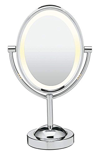 Conair Reflections Double-Sided Incandescent Lighted Vanity Makeup Mirror, 1x/7x magnification, Polished Chrome finish
