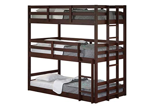 Donco Kids Triple Bunk Bed, Twin/Twin/Twin, Dark Cappuccino