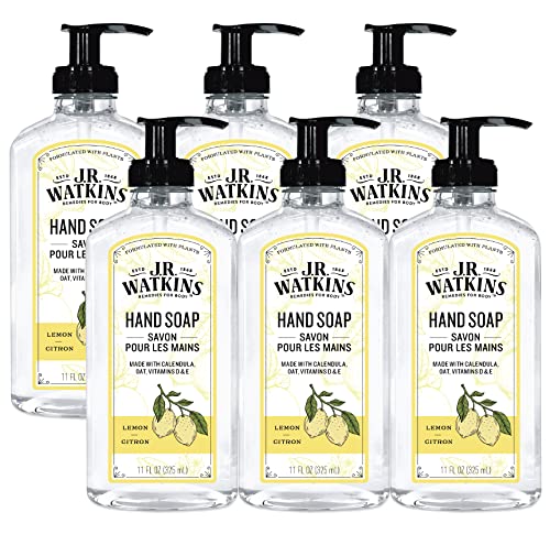 JR Watkins Gel Hand Soap, Lemon, 6 Pack, Scented Liquid Hand Wash for Bathroom or Kitchen, USA Made and Cruelty Free, 11 fl oz