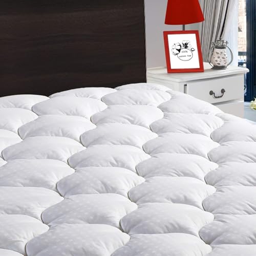 LEISURE TOWN Queen Mattress Pad Cover Cooling Mattress Topper Cotton Top Pillow Top with Snow Down Alternative Fill (8-21 Inch Fitted Deep Pocket)