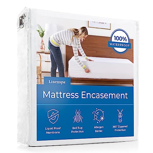 LINENSPA Waterproof Bed Bug Proof Encasement Protector - Blocks out Liquids, Bed Bugs, Dust Mites and Allergens